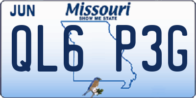 MO license plate QL6P3G
