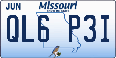 MO license plate QL6P3I