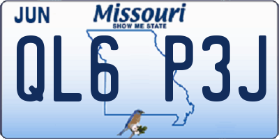 MO license plate QL6P3J