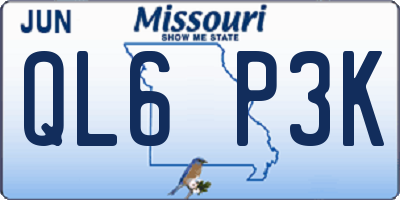 MO license plate QL6P3K