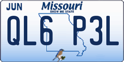 MO license plate QL6P3L