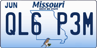 MO license plate QL6P3M