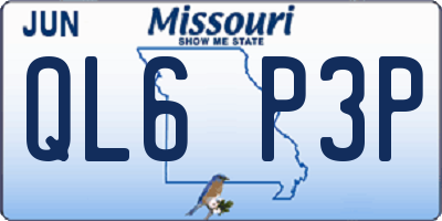 MO license plate QL6P3P