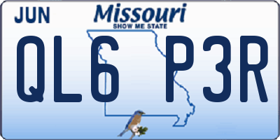 MO license plate QL6P3R