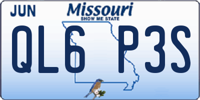 MO license plate QL6P3S