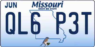 MO license plate QL6P3T