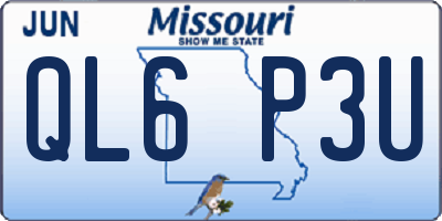MO license plate QL6P3U