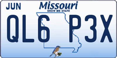 MO license plate QL6P3X