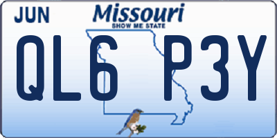 MO license plate QL6P3Y