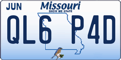 MO license plate QL6P4D