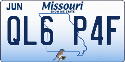 MO license plate QL6P4F