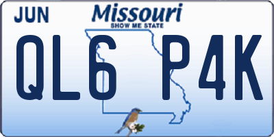MO license plate QL6P4K