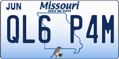 MO license plate QL6P4M