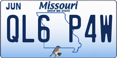 MO license plate QL6P4W