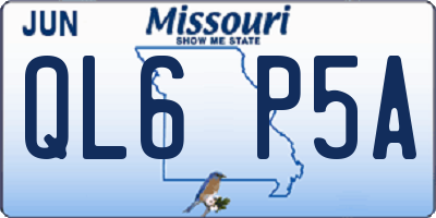 MO license plate QL6P5A