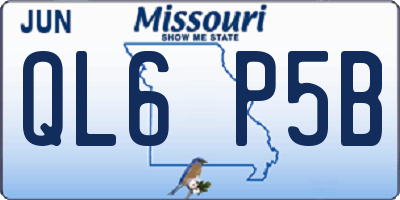 MO license plate QL6P5B