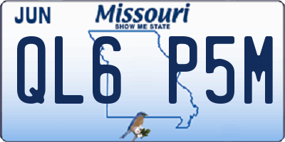 MO license plate QL6P5M