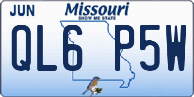MO license plate QL6P5W