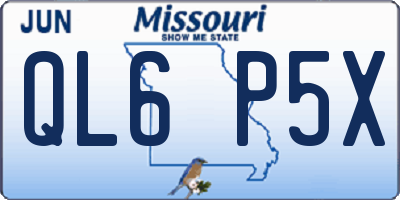 MO license plate QL6P5X