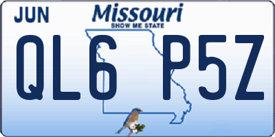 MO license plate QL6P5Z
