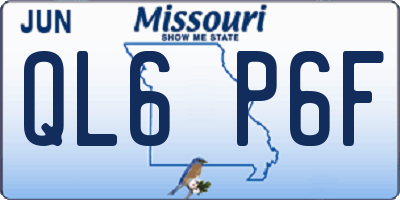 MO license plate QL6P6F