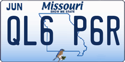 MO license plate QL6P6R