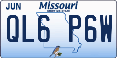 MO license plate QL6P6W
