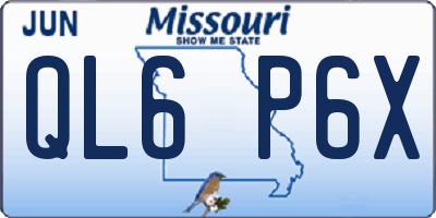 MO license plate QL6P6X