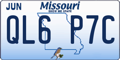 MO license plate QL6P7C