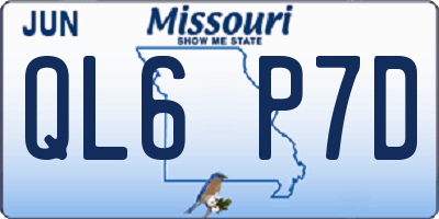 MO license plate QL6P7D