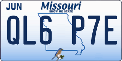 MO license plate QL6P7E
