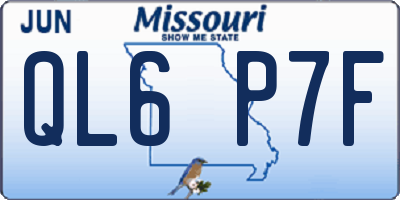 MO license plate QL6P7F