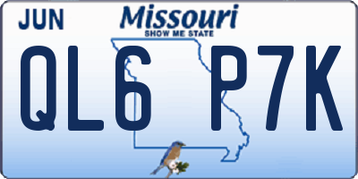 MO license plate QL6P7K