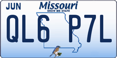 MO license plate QL6P7L