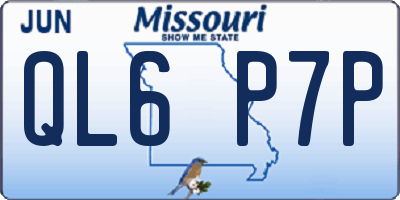 MO license plate QL6P7P