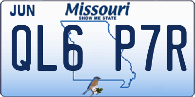 MO license plate QL6P7R