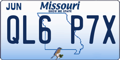 MO license plate QL6P7X