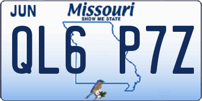 MO license plate QL6P7Z