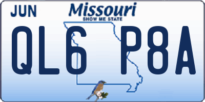 MO license plate QL6P8A