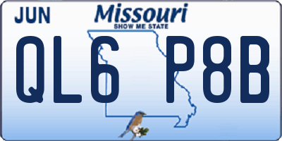 MO license plate QL6P8B