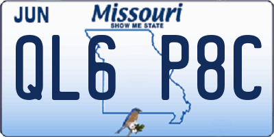 MO license plate QL6P8C