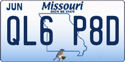 MO license plate QL6P8D