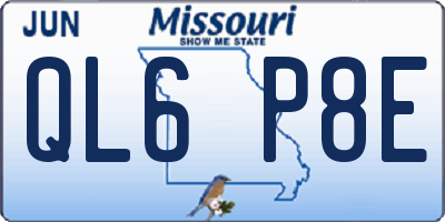 MO license plate QL6P8E