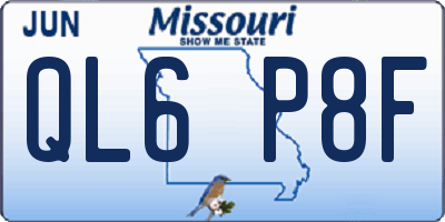MO license plate QL6P8F