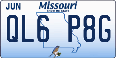 MO license plate QL6P8G