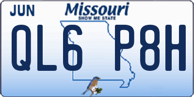 MO license plate QL6P8H