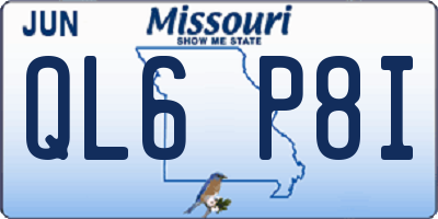 MO license plate QL6P8I