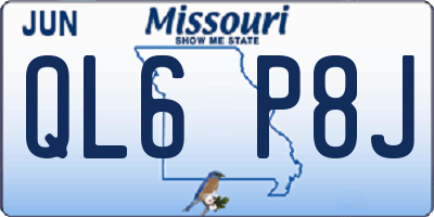 MO license plate QL6P8J