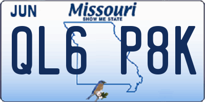 MO license plate QL6P8K