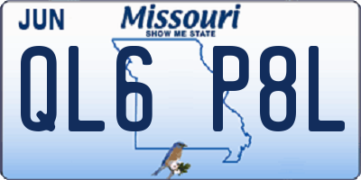 MO license plate QL6P8L